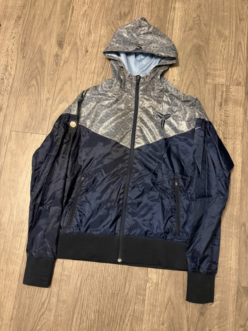 Kobe Bryant Men’s Hooded Windbreaker Jacket - Navy & Gray image 2